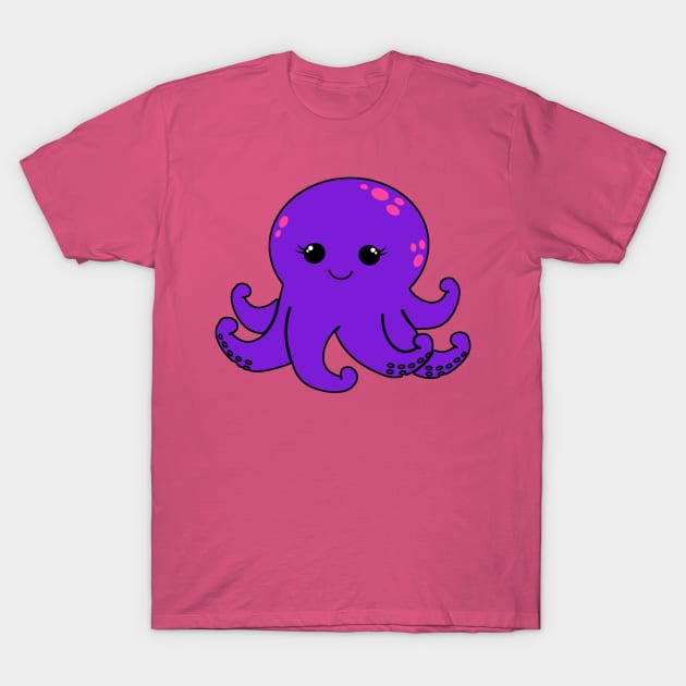 Cute Purple Octopus T-Shirt by AlondraHanley